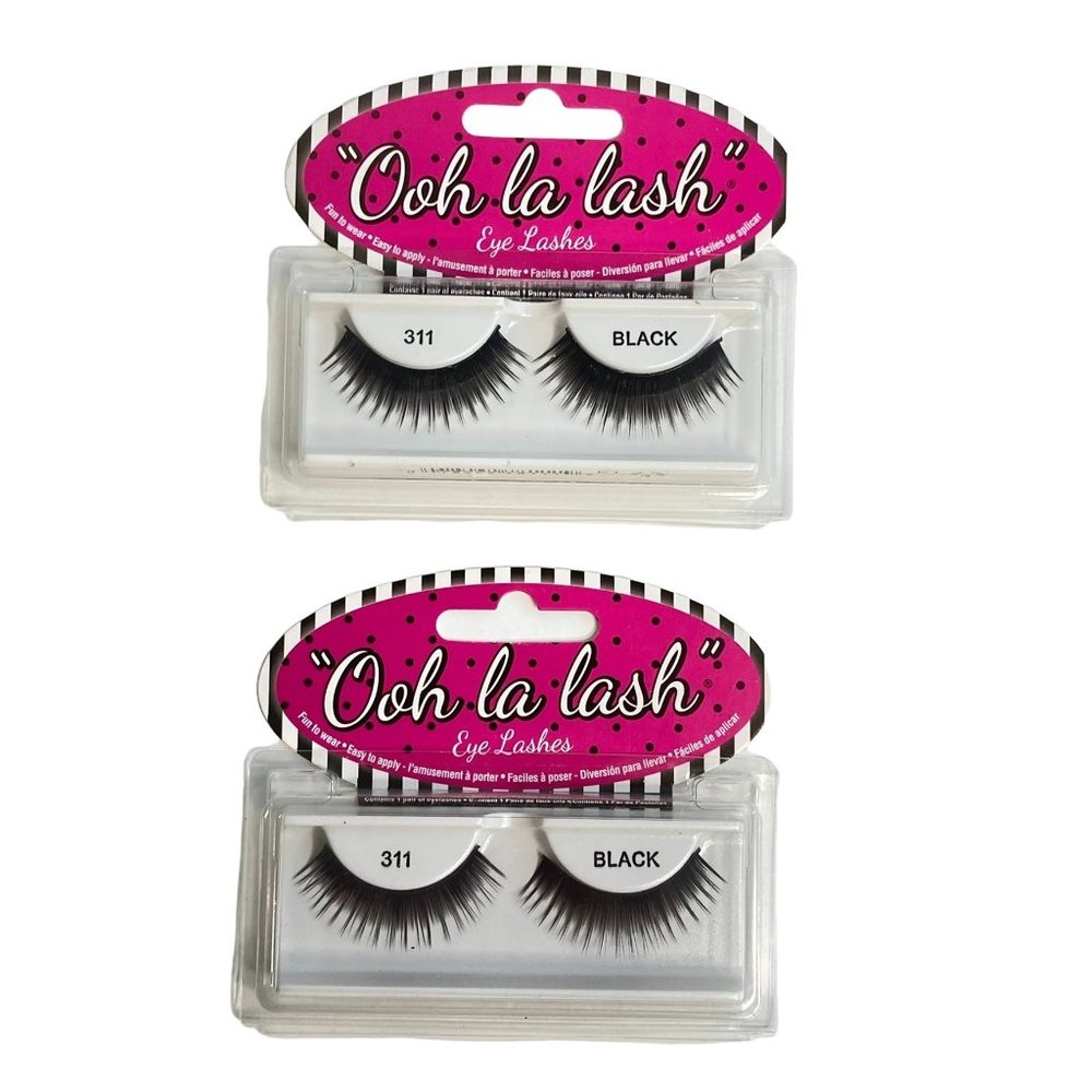 Ooh la lash Eyelashes 311 Black 2 Packs 2 Sets Reusable False Eyelashes